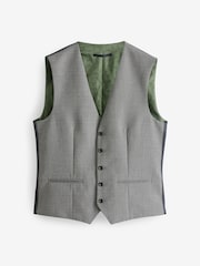 Light Grey Textured Wool Suit: Waistcoat - Image 6 of 8