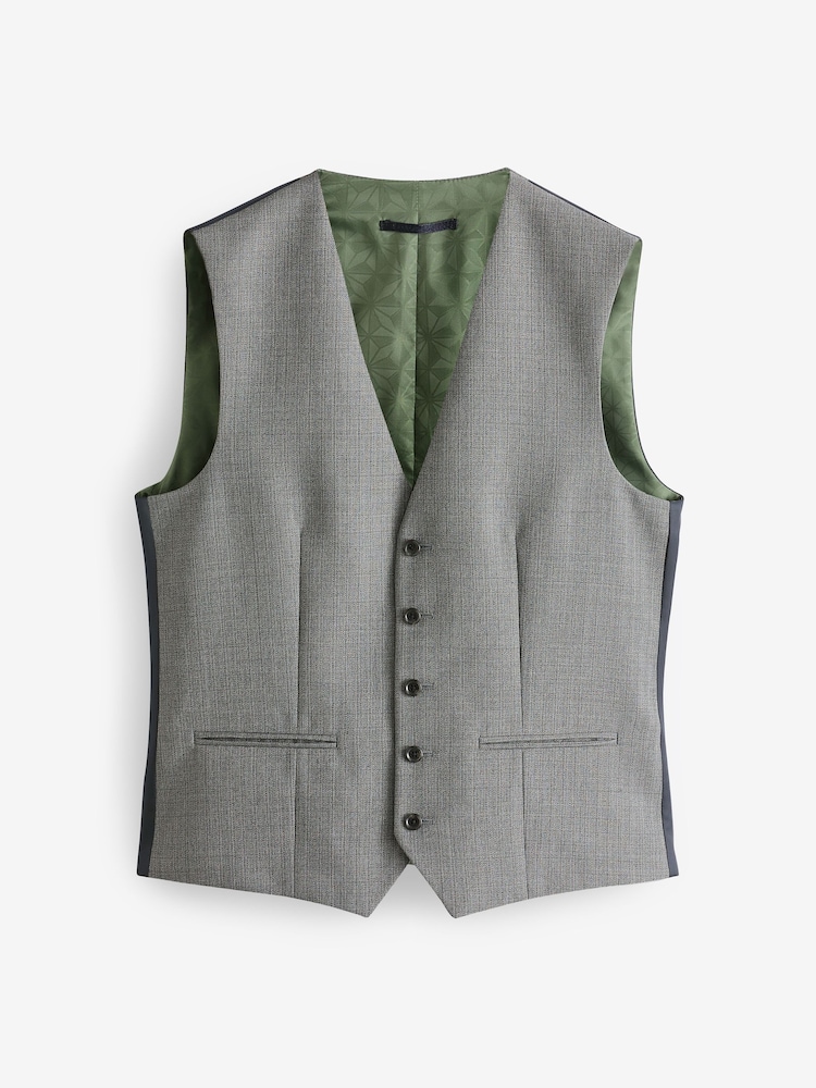 Buy Light Grey Textured Wool Blend Suit Waistcoat from Next USA