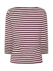 M&Co Purple Stripe Slash Neck Cotton Top - Image 6 of 6