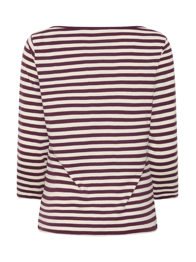 M&Co Purple Stripe Slash Neck Cotton Top - Image 6 of 6 M&Co Purple Stripe Slash Neck Cotton Top - Image 6 of 6