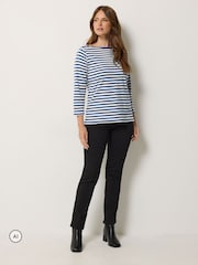 M&Co Blue Stripe Slash Neck Cotton Top - Image 2 of 6