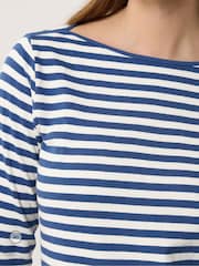 M&Co Blue Stripe Slash Neck Cotton Top - Image 4 of 6