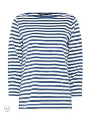 M&Co Blue Stripe Slash Neck Cotton Top - Image 5 of 6