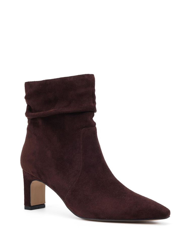 Novo Light Brown Regular Fit Kallie Ruched Ankle Mid Slim Block Boots - Image 2 of 5 Novo Light Brown Regular Fit Kallie Ruched Ankle Mid Slim Block Boots - Image 2 of 5