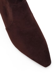 Novo Light Brown Regular Fit Kallie Ruched Ankle Mid Slim Block Boots - Image 4 of 5