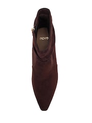 Novo Light Brown Regular Fit Kallie Ruched Ankle Mid Slim Block Boots - Image 5 of 5