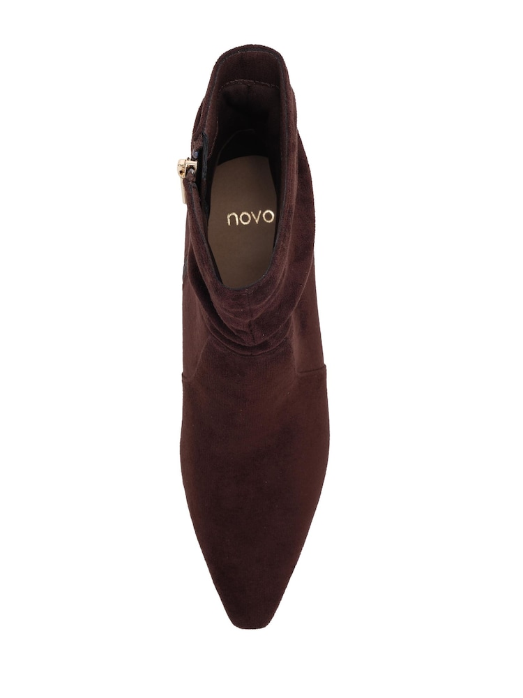 Novo Light Brown Regular Fit Kallie Ruched Ankle Mid Slim Block Boots - Image 5 of 5 Novo Light Brown Regular Fit Kallie Ruched Ankle Mid Slim Block Boots - Image 5 of 5