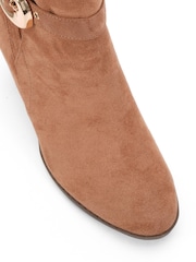 Novo Natural Wide Fit Julianna Buckle Detail Almond Toe Block Heel Ankle Boots - Image 5 of 6