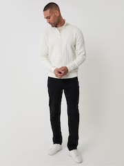 Threadbare White Cable Knit Quarter Zip Jumper - Image 3 of 5