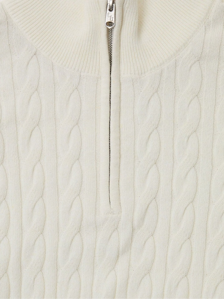 Threadbare White Cable Knit Quarter Zip Jumper - Image 5 of 5 Threadbare White Cable Knit Quarter Zip Jumper - Image 5 of 5