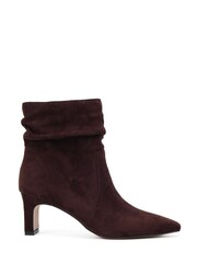 Novo Dark  Brown Wide Fit Kallie Ruched Ankle Mid Slim Block Boots - Image 2 of 6