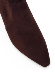 Novo Dark  Brown Wide Fit Kallie Ruched Ankle Mid Slim Block Boots - Image 6 of 6