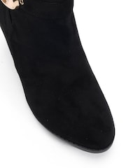 Novo Black Wide Fit Julianna Buckle Detail Almond Toe Block Heel Ankle Boots - Image 6 of 6