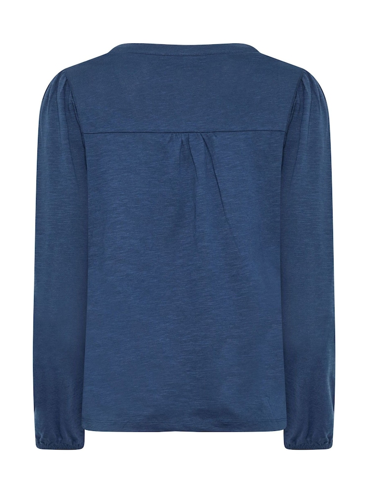 M&Co Blue Half Placket Cotton Long Sleeve Top - Image 6 of 6 M&Co Blue Half Placket Cotton Long Sleeve Top - Image 6 of 6
