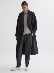 Reiss Charcoal Layah Relaxed Wool Blend Double Breasted Coat - Image 3 of 7