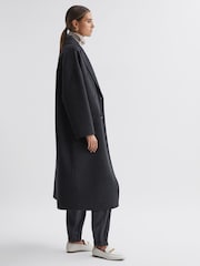 Reiss Charcoal Layah Relaxed Wool Blend Double Breasted Coat - Image 5 of 7