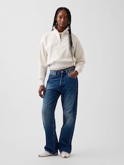 Gap Cream Vintage Soft Oversized Half-Zip Wedge Sweatshirt - Image 3 of 5