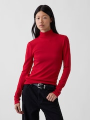 Gap Red Modern Turtle Neck Long Sleeve T-Shirt - Image 1 of 3