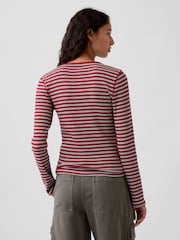 Gap Red Stripe Modern Rib Long Sleeve T-Shirt - Image 2 of 3