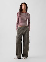 Gap Red Stripe Modern Rib Long Sleeve T-Shirt - Image 3 of 3