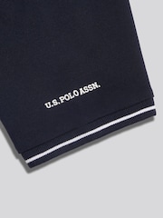 U.S. Polo Assn. Navy Blue Sash Two Colour Pique Polo Shirt - Image 4 of 4