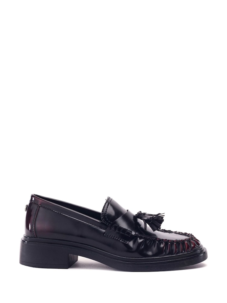 Moda in Pelle Black Erisse Ruched Toe Penny Loafers - Image 1 of 4
