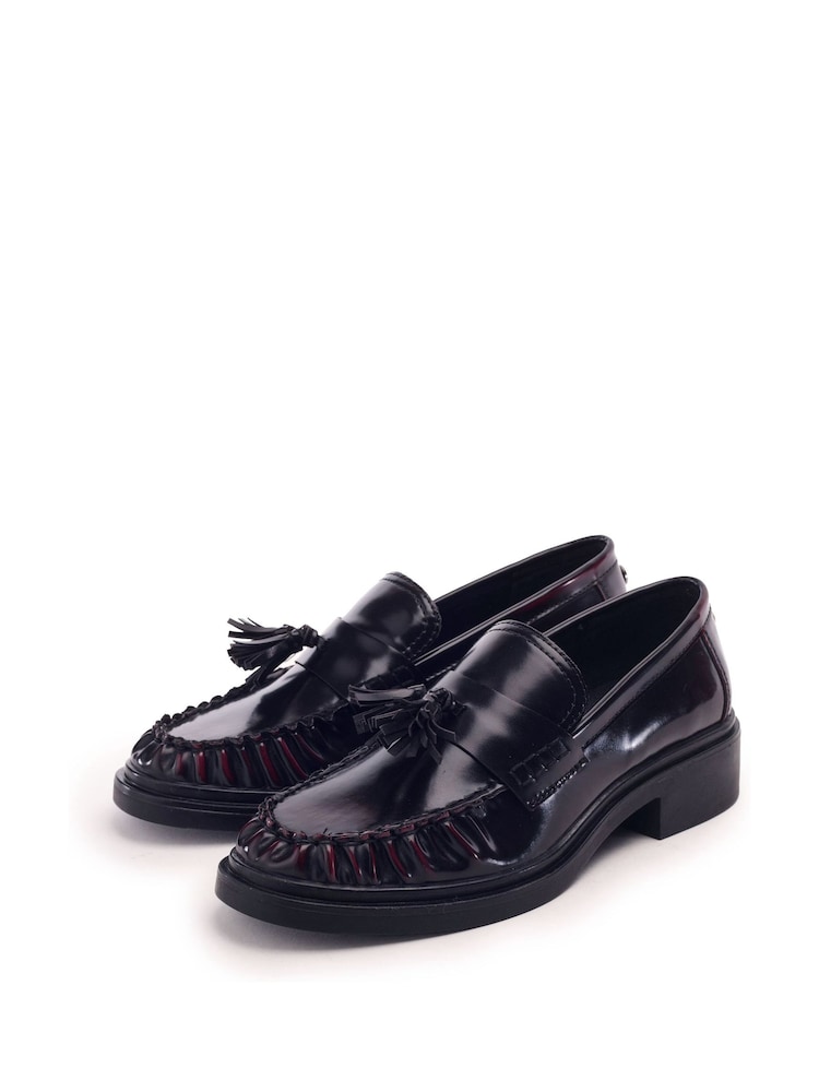 Moda in Pelle Black Erisse Ruched Toe Penny Loafers - Image 2 of 4