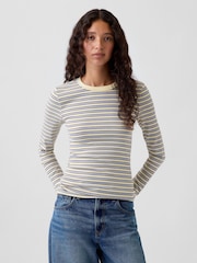 Gap Yellow & Blue Stripe Modern Long Sleeve T-Shirt - Image 1 of 4