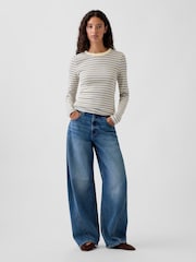 Gap Yellow & Blue Stripe Modern Long Sleeve T-Shirt - Image 3 of 4