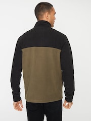 Threadbare Black Colourblock Quarter Zip Fleece - Image 3 of 4