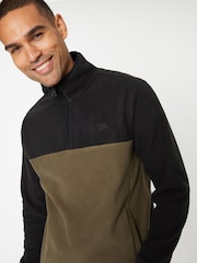 Threadbare Black Colourblock Quarter Zip Fleece - Image 4 of 4