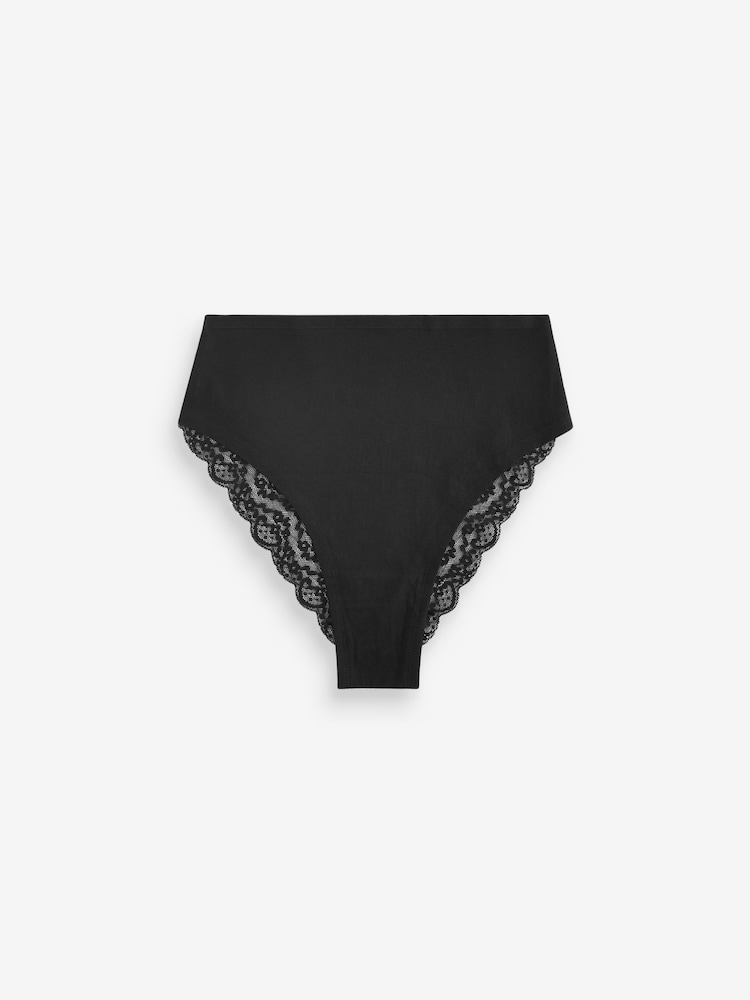White/Black/Grey High Rise High Leg Lace Knickers 4 Pack - Image 9 of 9