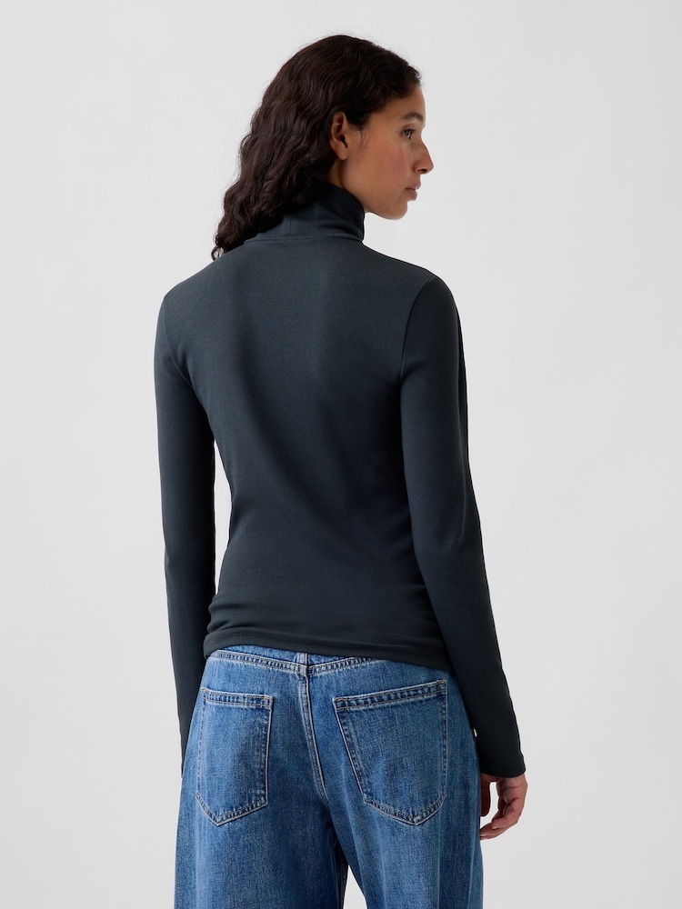 Gap Charcoal Grey Modern Turtle Neck Long Sleeve T-Shirt - Image 2 of 4 Gap Charcoal Grey Modern Turtle Neck Long Sleeve T-Shirt - Image 2 of 4