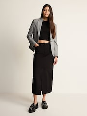 Black Double Layer Ribbed Long Sleeve Crew Neck Top - Image 2 of 6