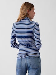 Gap Navy Stripe Modern Turtle Neck Long Sleeve T-Shirt - Image 2 of 3