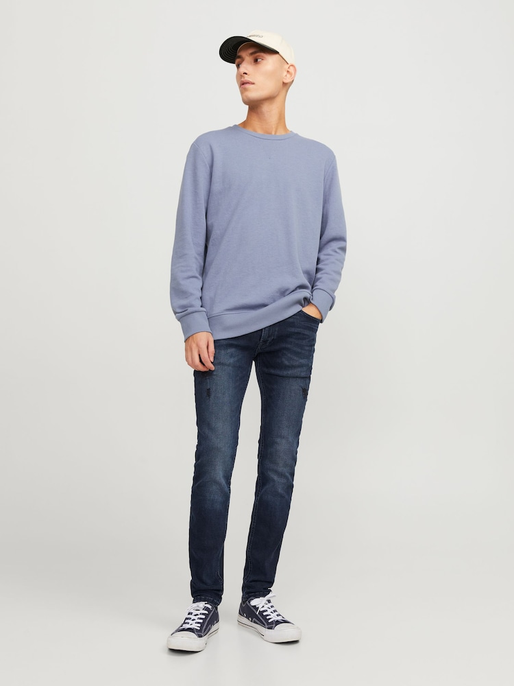 JACK & JONES Sky Blue Liam Skinny Fit Jeans - Image 4 of 7