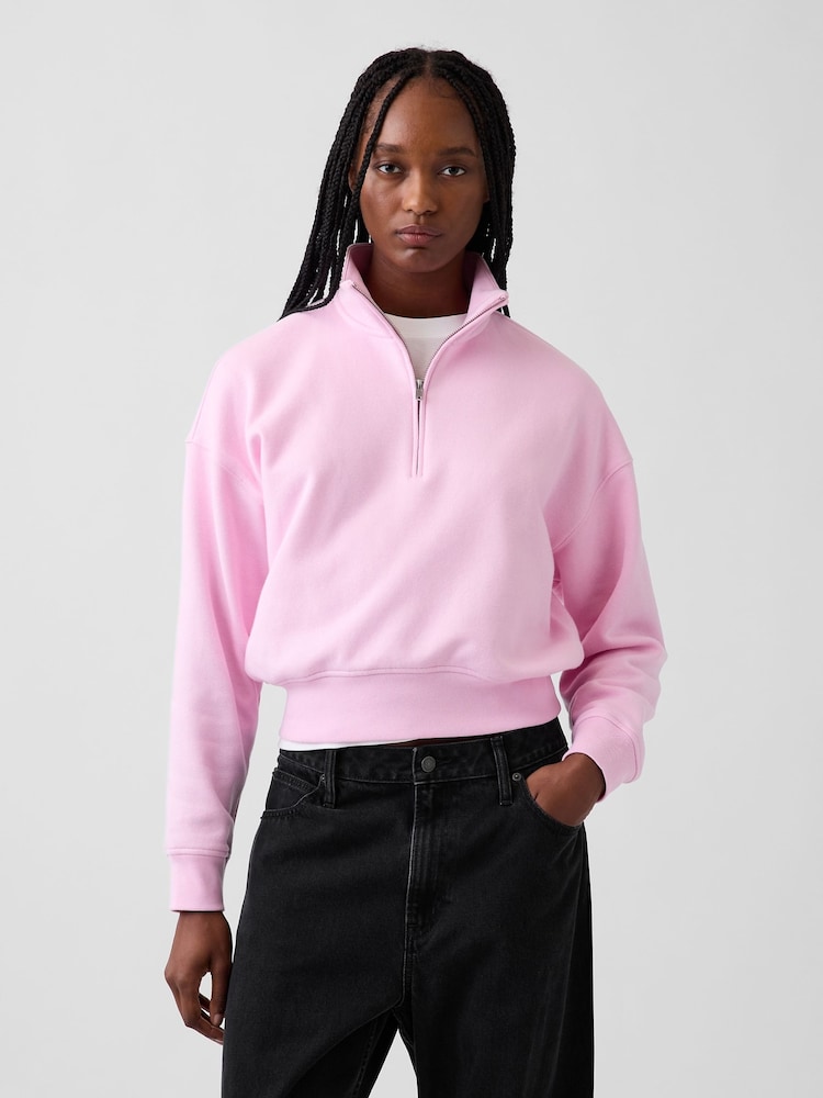 Gap Pink Vintage Soft Oversized Half-Zip Wedge Sweatshirt - Image 1 of 4 Gap Pink Vintage Soft Oversized Half-Zip Wedge Sweatshirt - Image 1 of 4