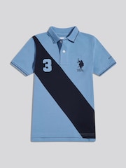 U.S. Polo Assn. Blue Sash Two Colour Pique Polo Shirt - Image 1 of 4
