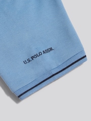 U.S. Polo Assn. Blue Sash Two Colour Pique Polo Shirt - Image 4 of 4