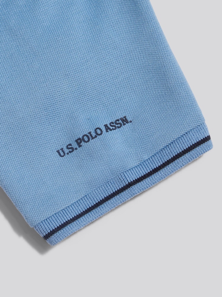 U.S. Polo Assn. Blue Sash Two Colour Pique Polo Shirt - Image 4 of 4