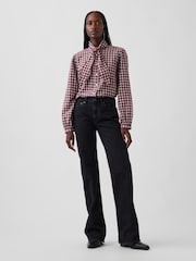 Gap Red White Check Tie-Neck Shirt - Image 3 of 4