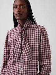 Gap Red White Check Tie-Neck Shirt - Image 4 of 4