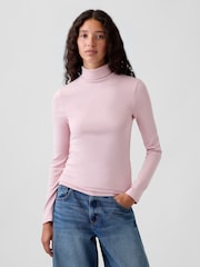 Gap Light Pink Modern Turtle Neck Long Sleeve T-Shirt - Image 1 of 3