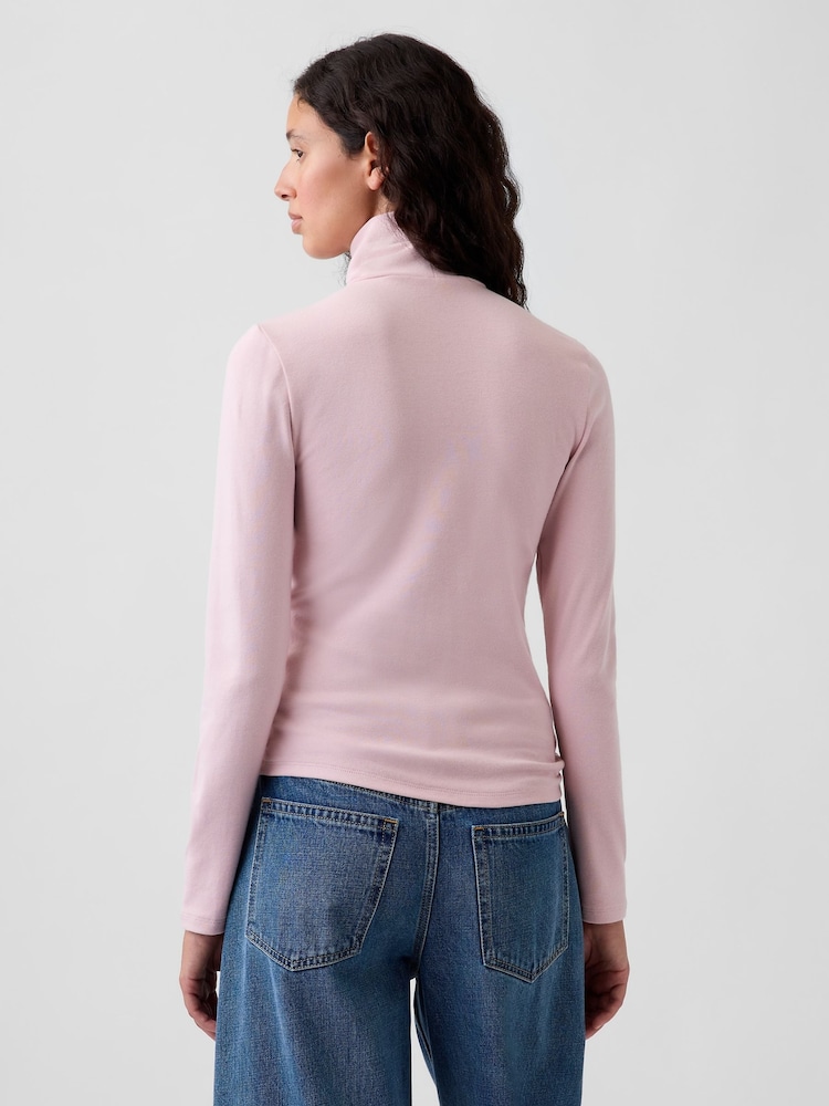 Gap Light Pink Modern Turtle Neck Long Sleeve T-Shirt - Image 2 of 3 Gap Light Pink Modern Turtle Neck Long Sleeve T-Shirt - Image 2 of 3