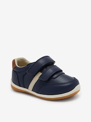 Navy Wide Fit (G) Touch Fastening Leather First Walker Baby Shoes - Image 1 of 5