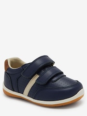 Navy Wide Fit (G) Touch Fastening Leather First Walker Baby Shoes - Image 2 of 5