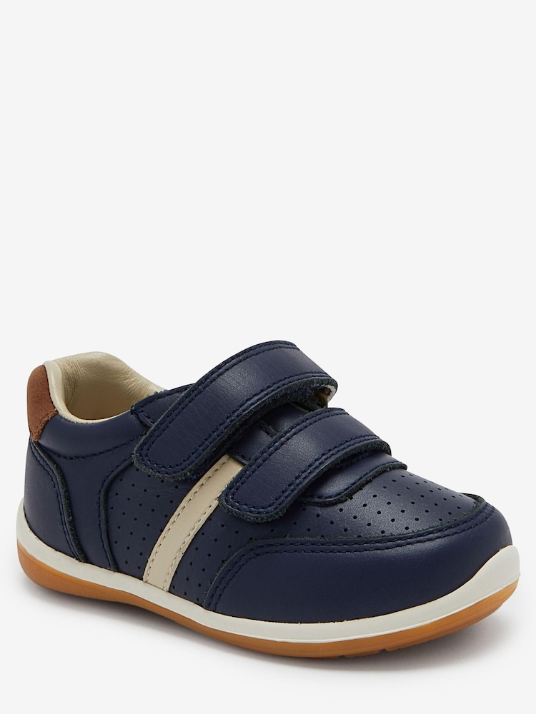 Navy Wide Fit (G) Touch Fastening Leather First Walker Baby Shoes - Image 2 of 5