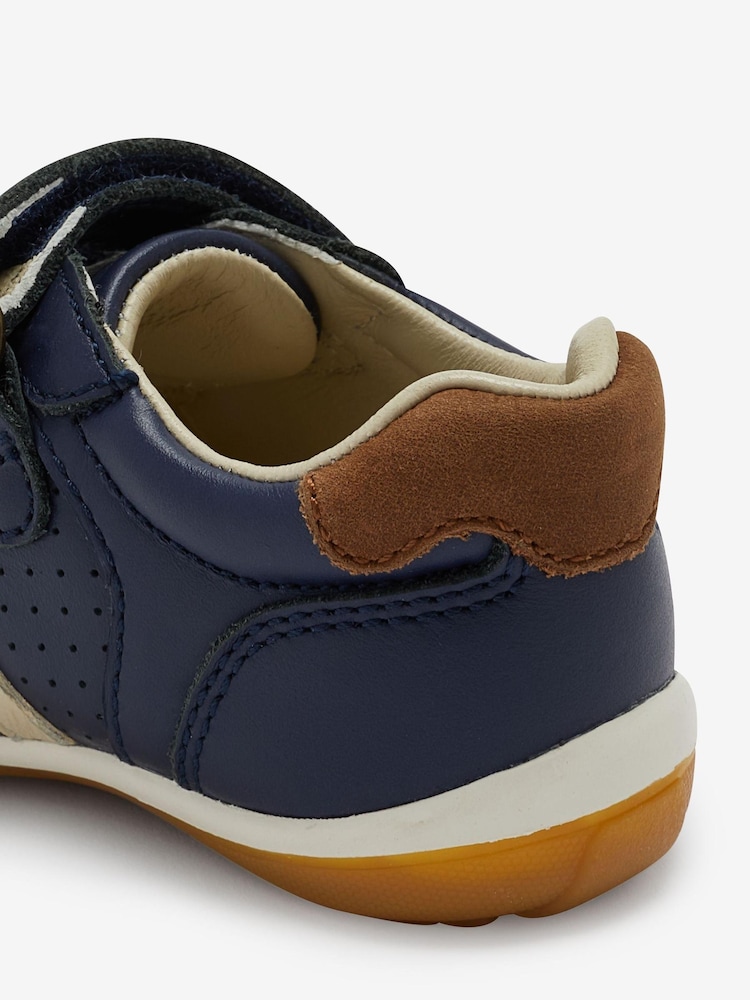 Navy Wide Fit (G) Touch Fastening Leather First Walker Baby Shoes - Image 4 of 5