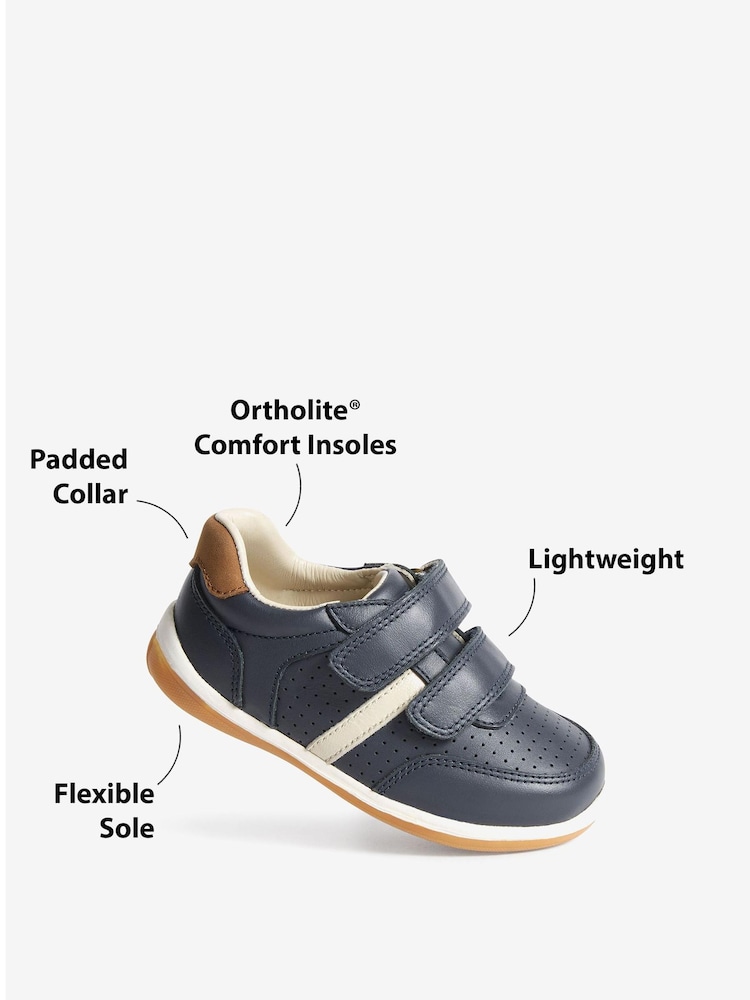 Navy Wide Fit (G) Touch Fastening Leather First Walker Baby Shoes - Image 5 of 5