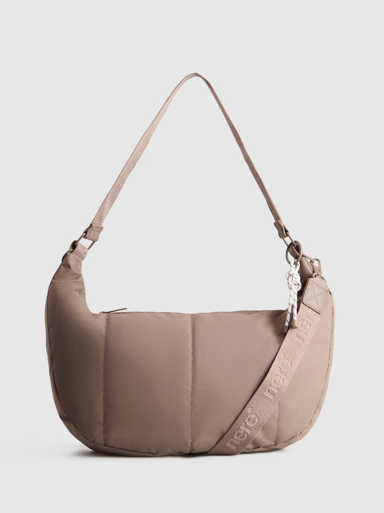 Nere Brown Coated Crescent Cross-Body Bag - Image 1 of 8